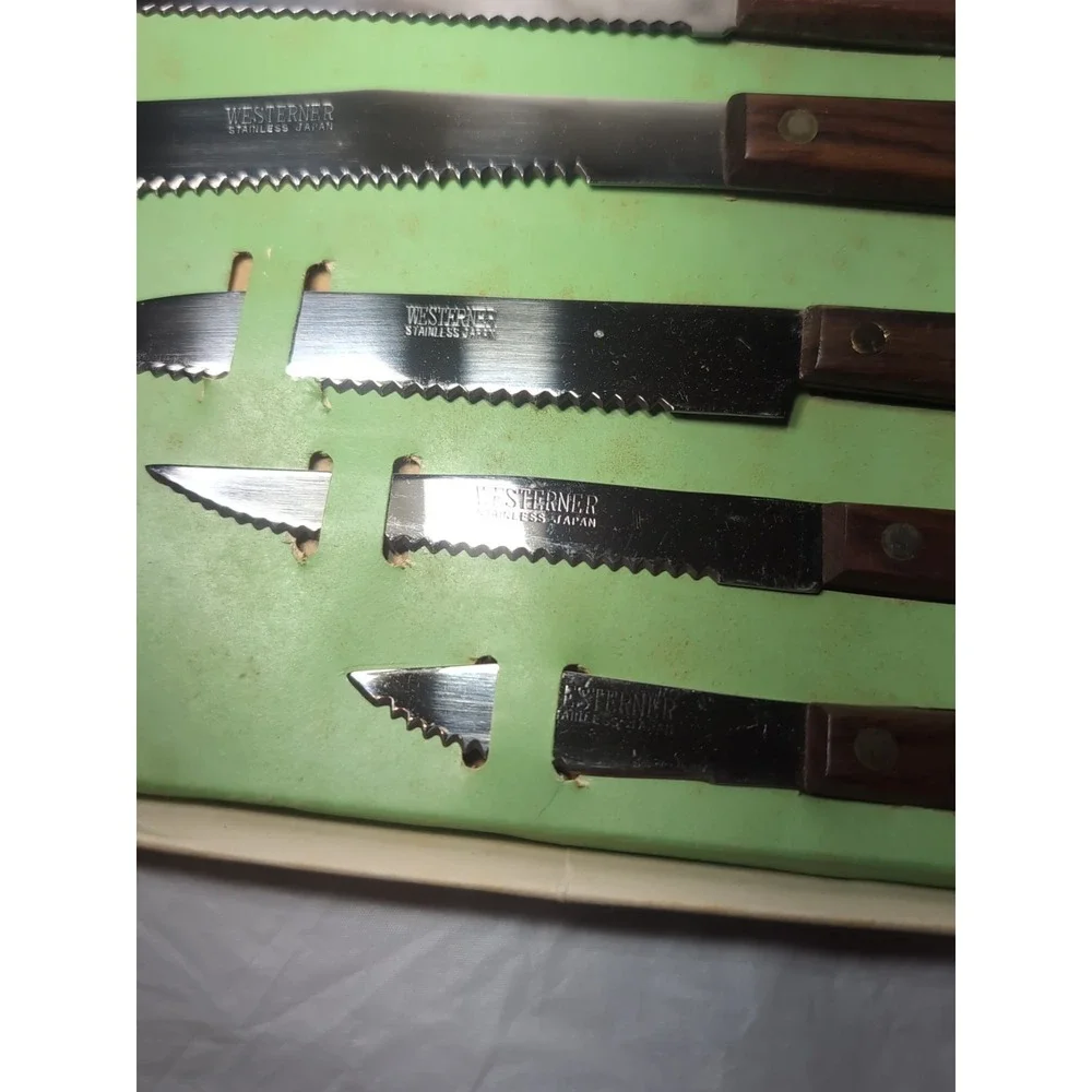 NIB Westerner 5 Piece Kitchen Knife Set Rosewood Handles Stainless Blade Japan